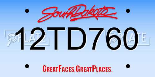 12TD760 South Dakota License Plate