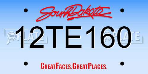 12TE160 South Dakota License Plate