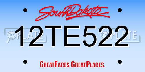 12TE522 South Dakota License Plate