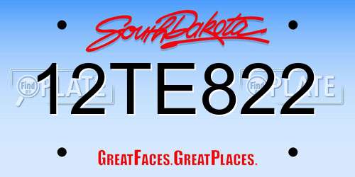 12TE822 South Dakota License Plate