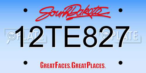 12TE827 South Dakota License Plate
