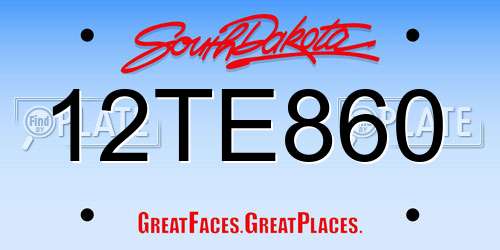 12TE860 South Dakota License Plate