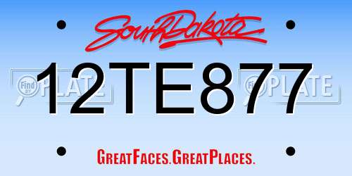 12TE877 South Dakota License Plate