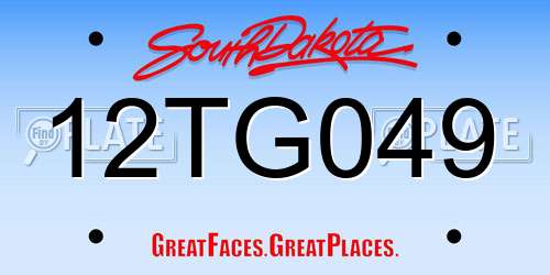 12TG049 South Dakota License Plate