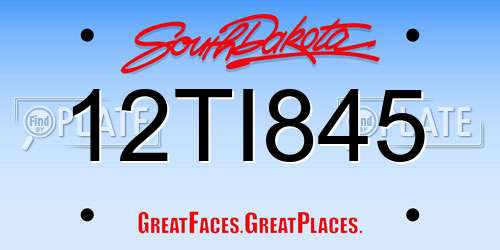 12TI845 South Dakota License Plate