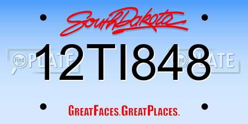 12TI848 South Dakota License Plate