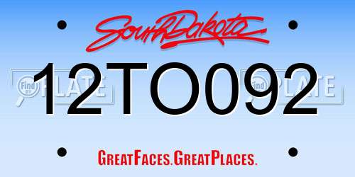 12TO092 South Dakota License Plate