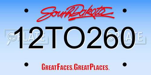 12TO260 South Dakota License Plate