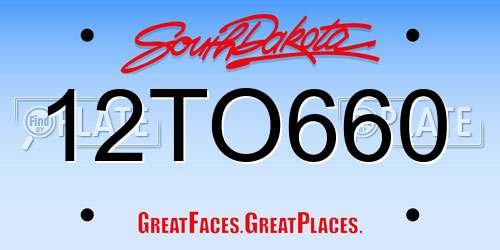 12TO660 South Dakota License Plate