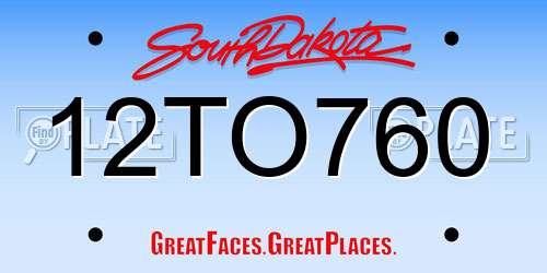 12TO760 South Dakota License Plate
