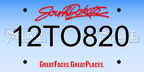 12TO820 South Dakota License Plate