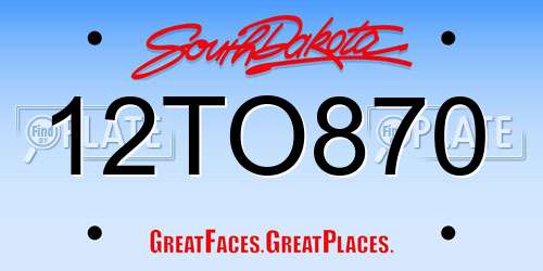12TO870 South Dakota License Plate