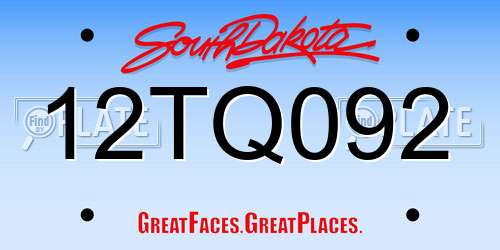 12TQ092 South Dakota License Plate