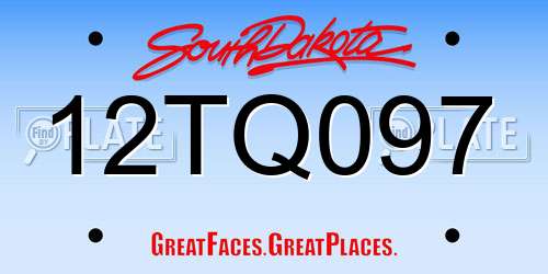 12TQ097 South Dakota License Plate