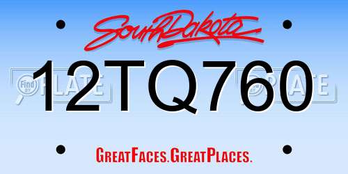 12TQ760 South Dakota License Plate