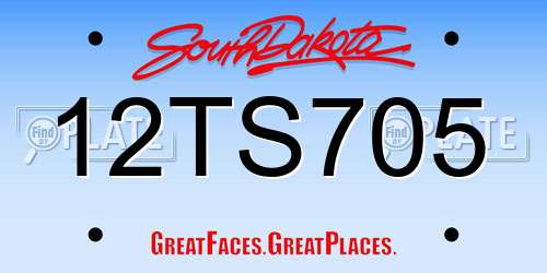 12TS705 South Dakota License Plate
