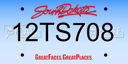 12TS708 South Dakota License Plate