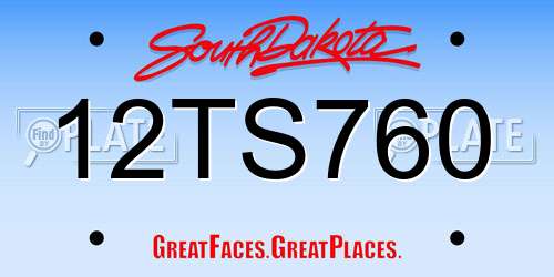 12TS760 South Dakota License Plate
