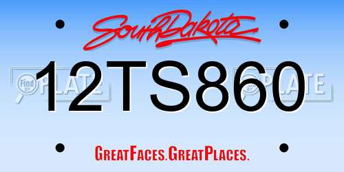 12TS860 South Dakota License Plate