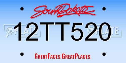 12TT520 South Dakota License Plate