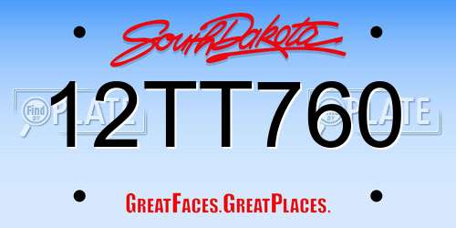 12TT760 South Dakota License Plate