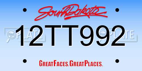12TT992 South Dakota License Plate
