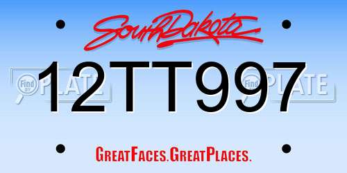 12TT997 South Dakota License Plate