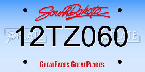 12TZ060 South Dakota License Plate