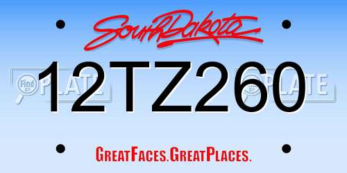 12TZ260 South Dakota License Plate