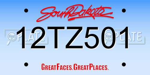 12TZ501 South Dakota License Plate
