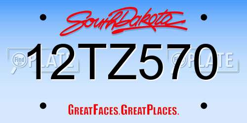 12TZ570 South Dakota License Plate