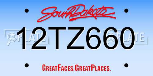 12TZ660 South Dakota License Plate