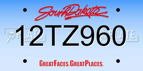 12TZ960 South Dakota License Plate
