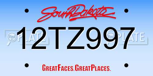 12TZ997 South Dakota License Plate