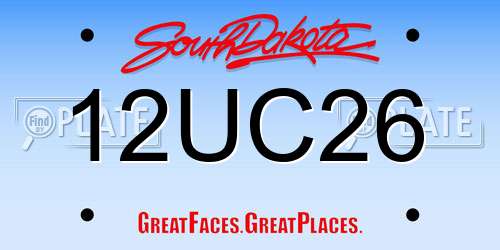 12UC26 South Dakota License Plate