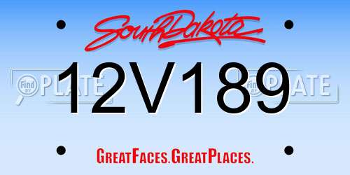 12V189 South Dakota License Plate