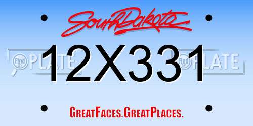 12X331 South Dakota License Plate