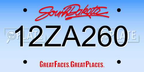 12ZA260 South Dakota License Plate