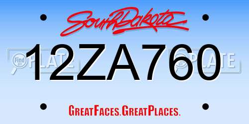 12ZA760 South Dakota License Plate