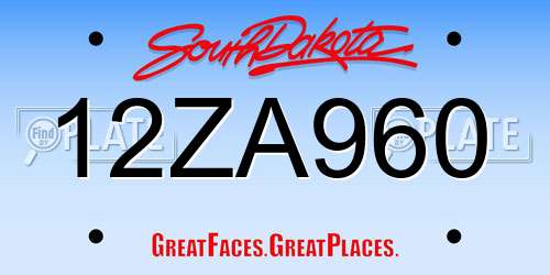12ZA960 South Dakota License Plate