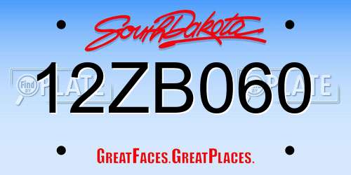 12ZB060 South Dakota License Plate