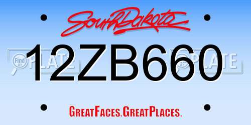 12ZB660 South Dakota License Plate