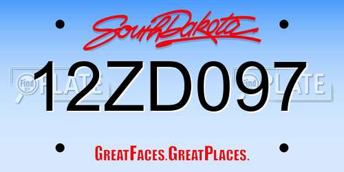12ZD097 South Dakota License Plate