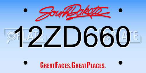 12ZD660 South Dakota License Plate