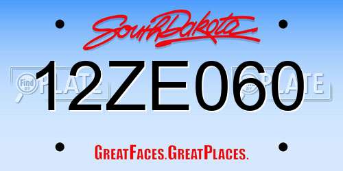 12ZE060 South Dakota License Plate