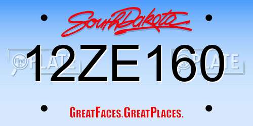12ZE160 South Dakota License Plate