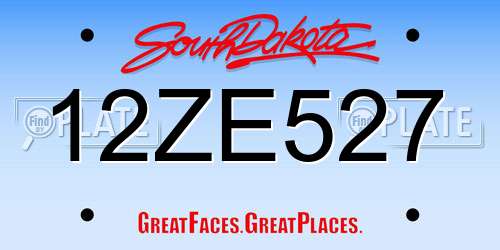 12ZE527 South Dakota License Plate