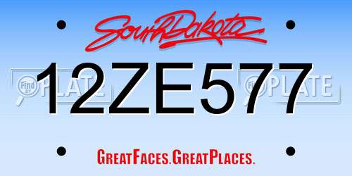 12ZE577 South Dakota License Plate