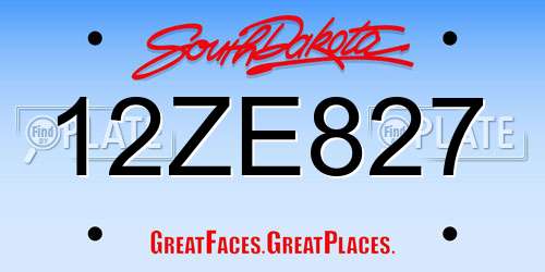 12ZE827 South Dakota License Plate