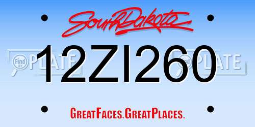 12ZI260 South Dakota License Plate